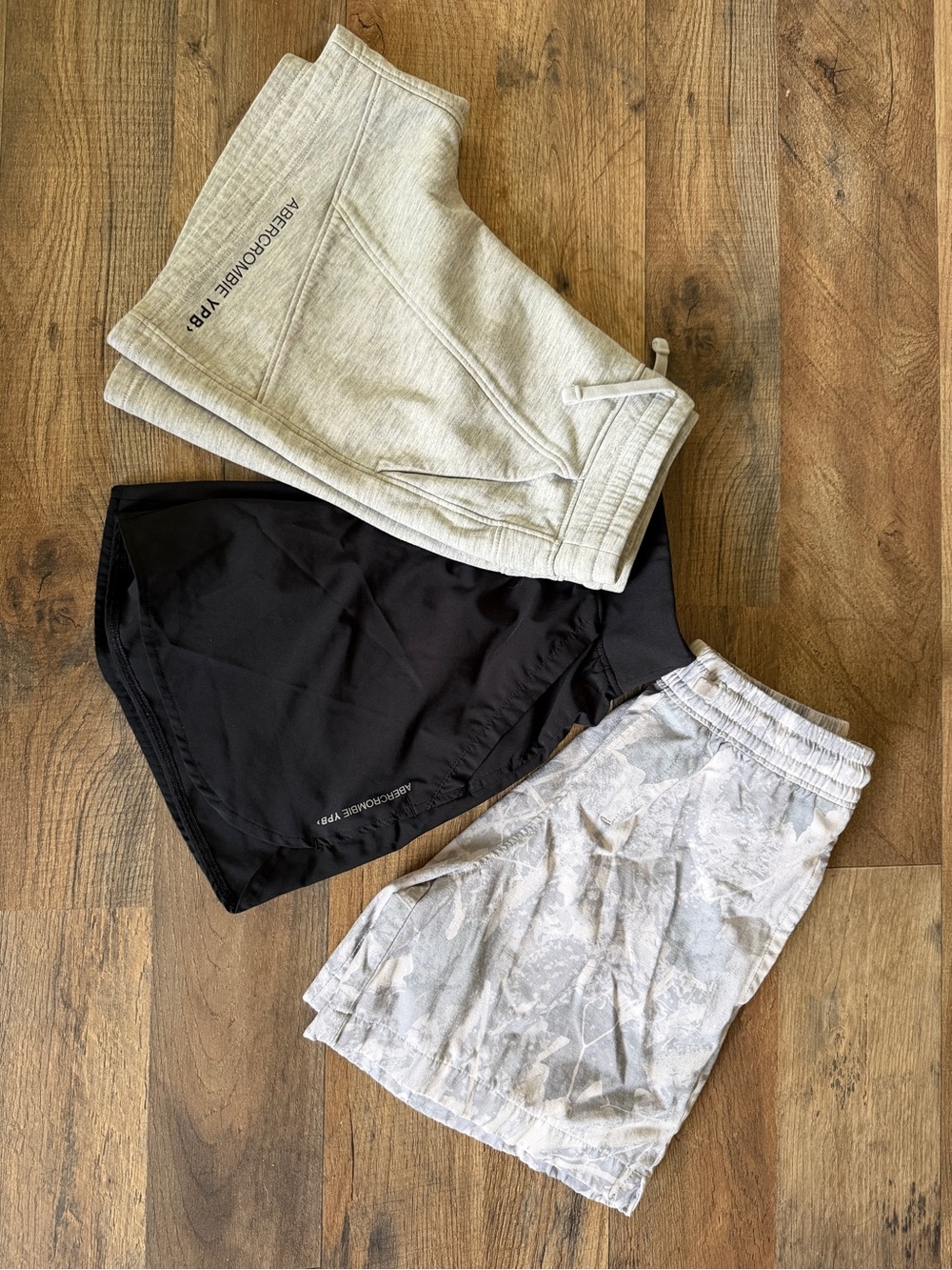 abercrombie kids gray, black, and camo shorts bundle